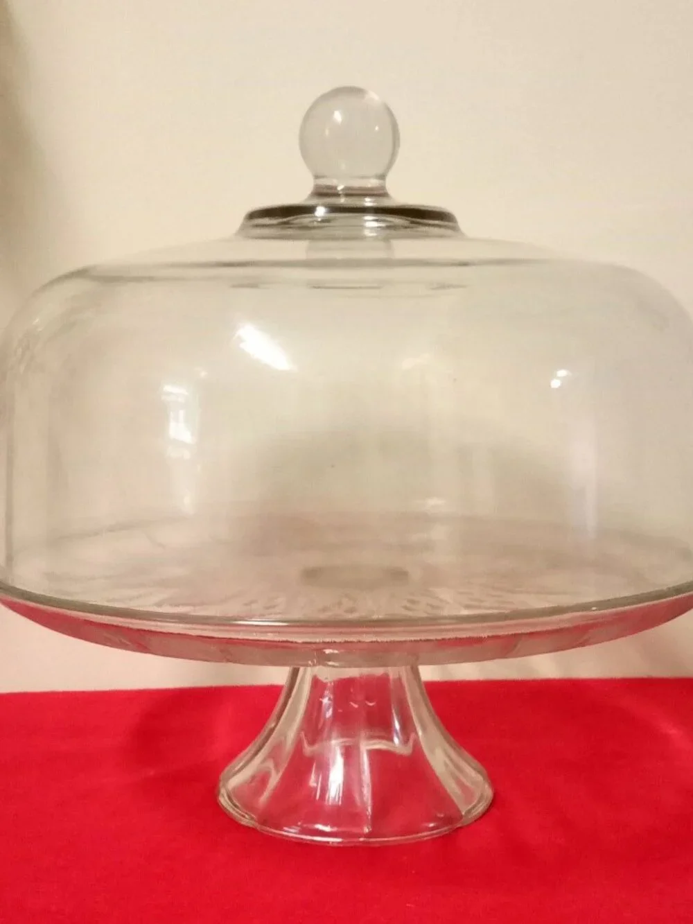 Vintage Anchor Hocking Canfield Starburst Domed Cake Stand with Pedestal
